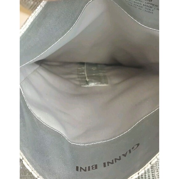 Gianni Bini Sz 6.5 Black White Metallic Houndstooth Tall Boots Mirror Heels EUC - Picture 9 of 16